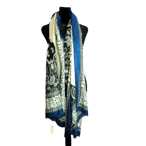 MIA + TESS Pattern Lightweight Scarf Navy/Black/White - Picture 2 of 14